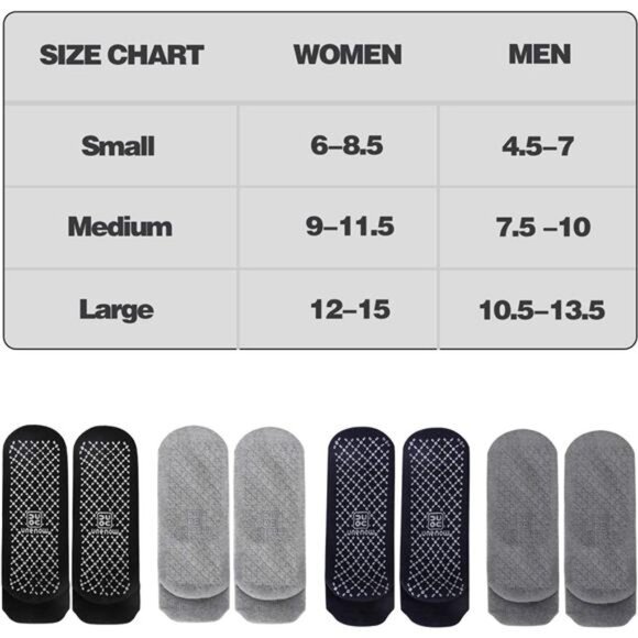 Unisex Non Slip Grip Socks with Cushion for Yoga Pilates Barre Home & Hospital - Picture 7 of 8